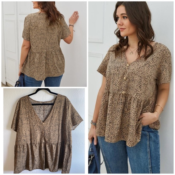 SHEIN Tops - 3/$20! LUNE Plus Allover Print Tunic Blouse